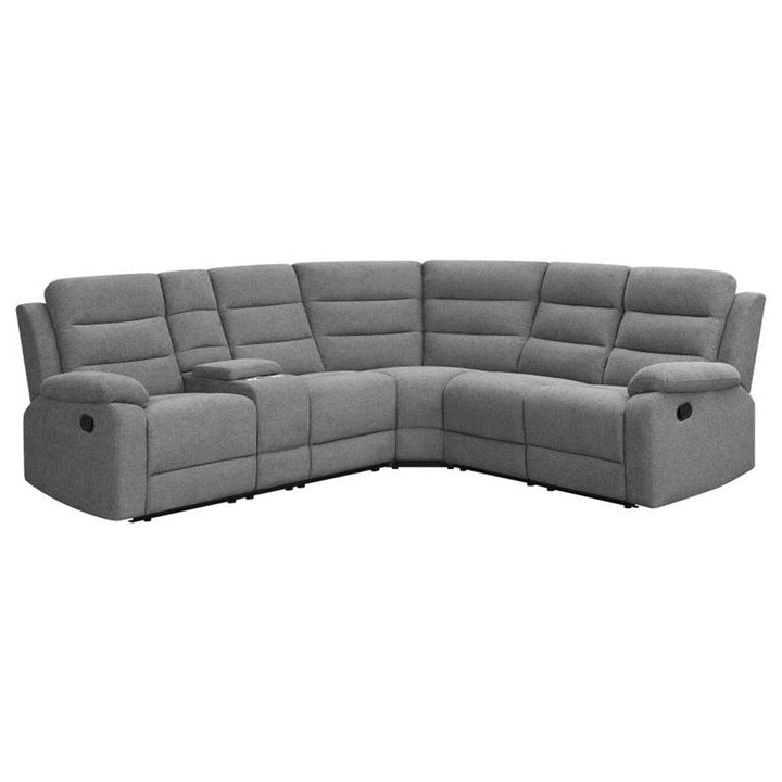 David 3-piece Upholstered Motion Sectional with Pillow Arms Smoke (609620)