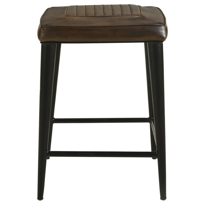Alvaro Leather Upholstered Backless Counter Height Stool Antique Brown and Black (Set of 2) (109078)