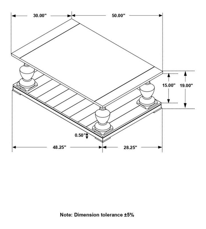 Walden Rectangular Coffee Table with Turned Legs and Floor Shelf Coffee (753378)