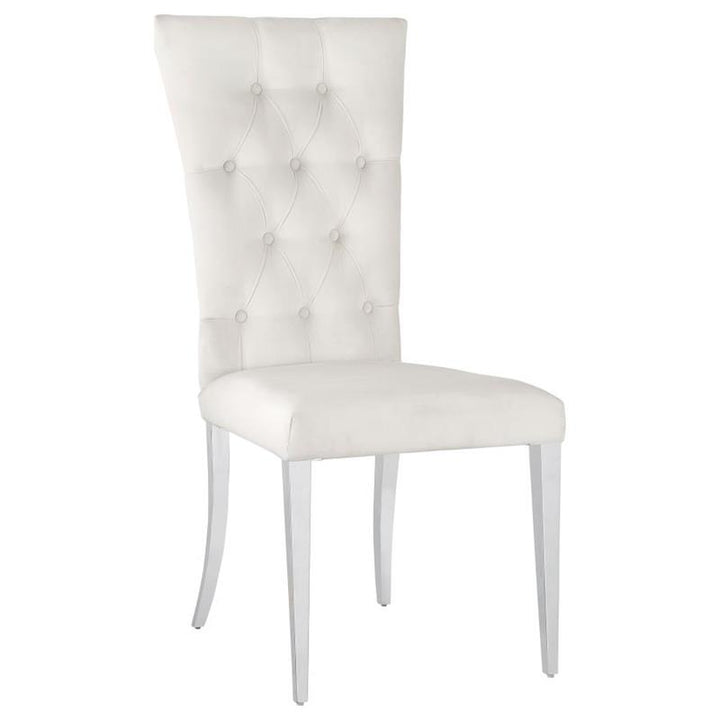 Kerwin Tufted Upholstered Side Chair (Set of 2) White and Chrome (111102)