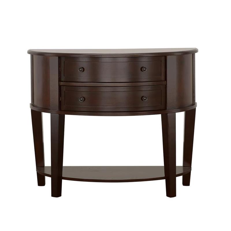 Diane 2-drawer Demilune Shape Console Table Cappuccino (950156)