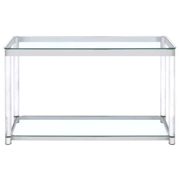 Anne Sofa Table with Lower Shelf Chrome and Clear (720749)