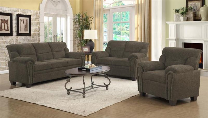 Clementine Upholstered Pillow Top Arm Living Room Set (506571-S3)