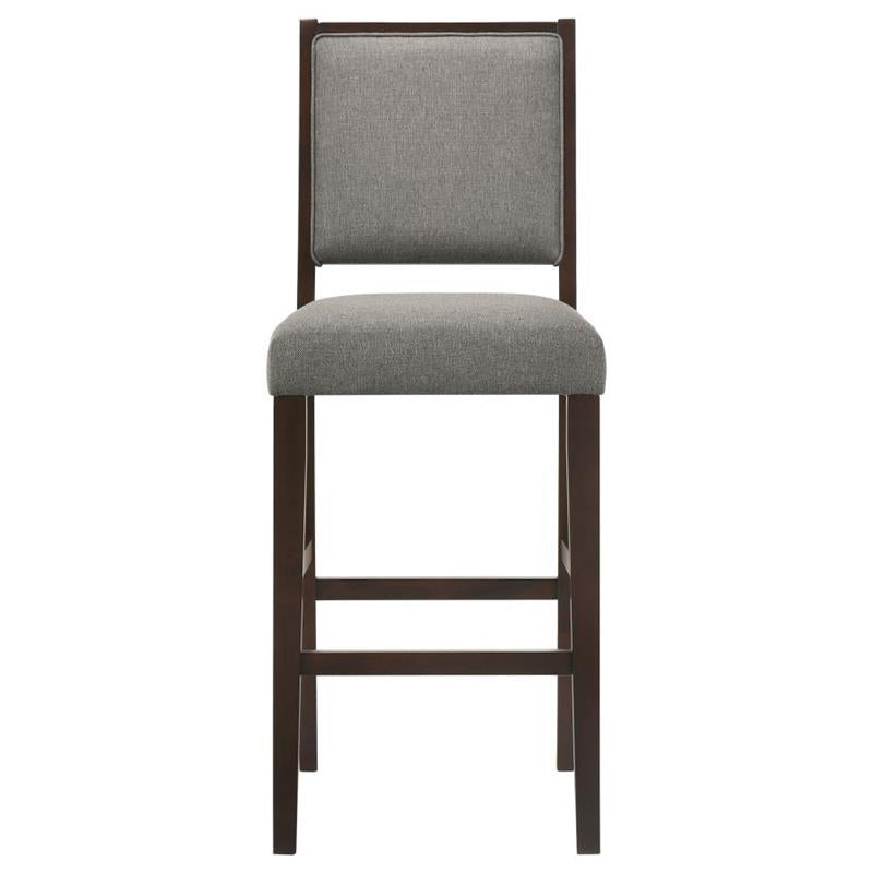 Bedford Upholstered Open Back Bar Stools with Footrest (Set of 2) Grey and Espresso (183472)