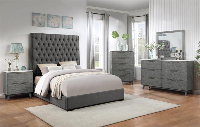 Nathan High Headboard Queen Panel Bed Grey (224601Q)