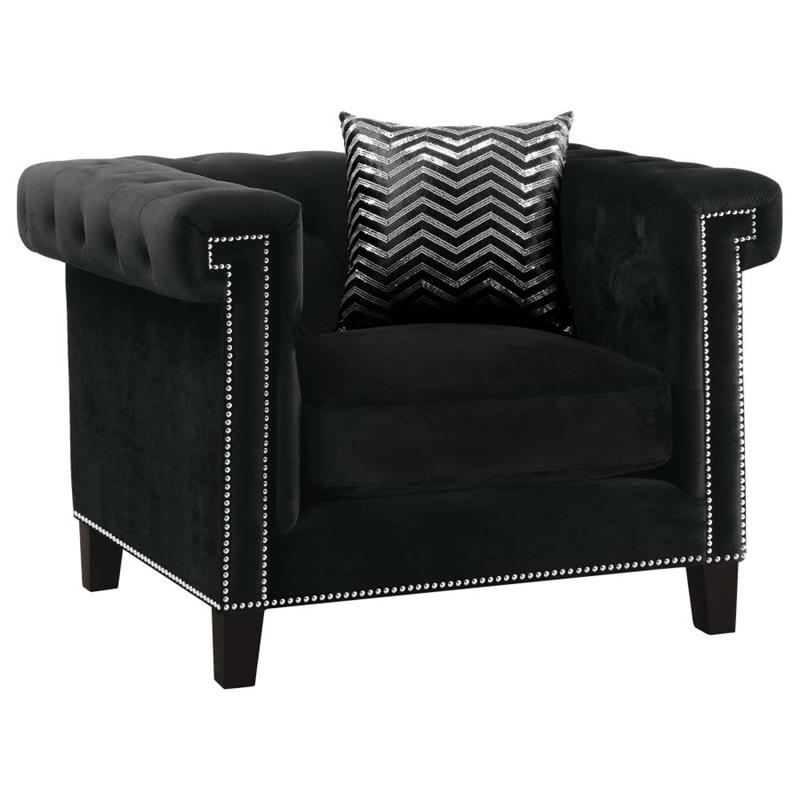 Reventlow Upholstered Tufted Living Room Set Black (505817-S3)