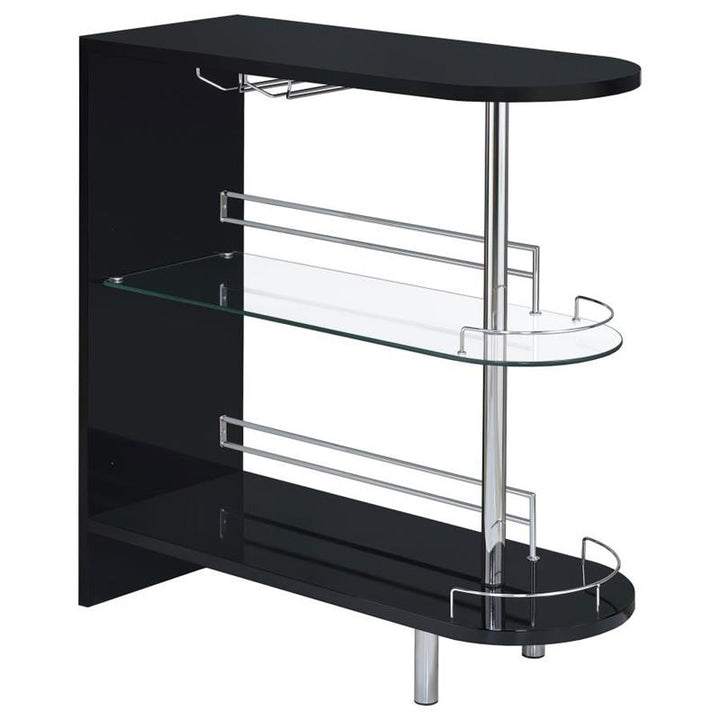 Adolfo 3-tier Bar Table Glossy Black and Clear (101063)