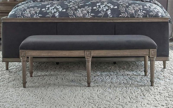 Alderwood Upholstered Bench French Grey (223126)