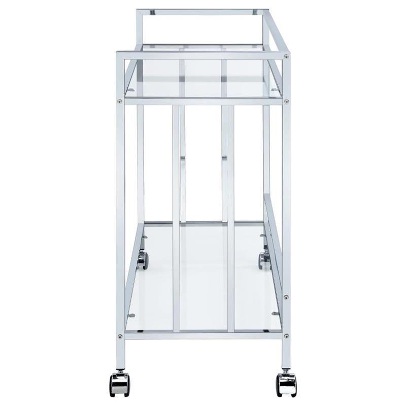 Cara Rectangular Glass Bar Cart Chrome (181382)