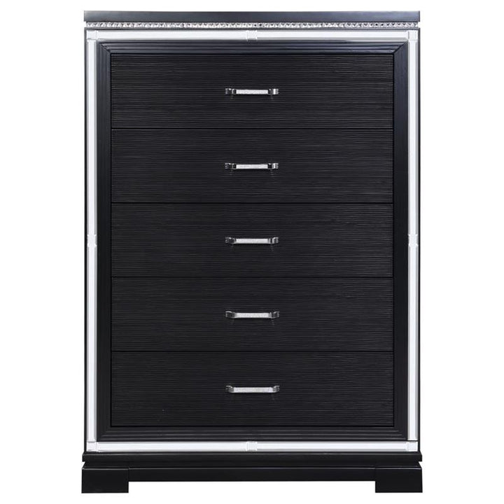 Cappola Rectangular 5-drawer Chest Silver and Black (223365)