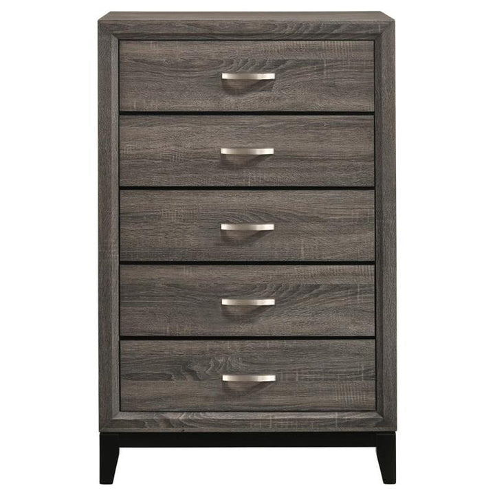 Watson 5-drawer Chest Grey Oak and Black (212425)