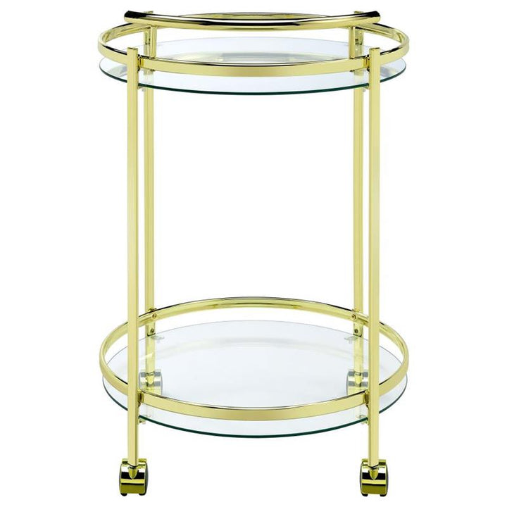 Chrissy 2-tier Round Glass Bar Cart Brass (181366)