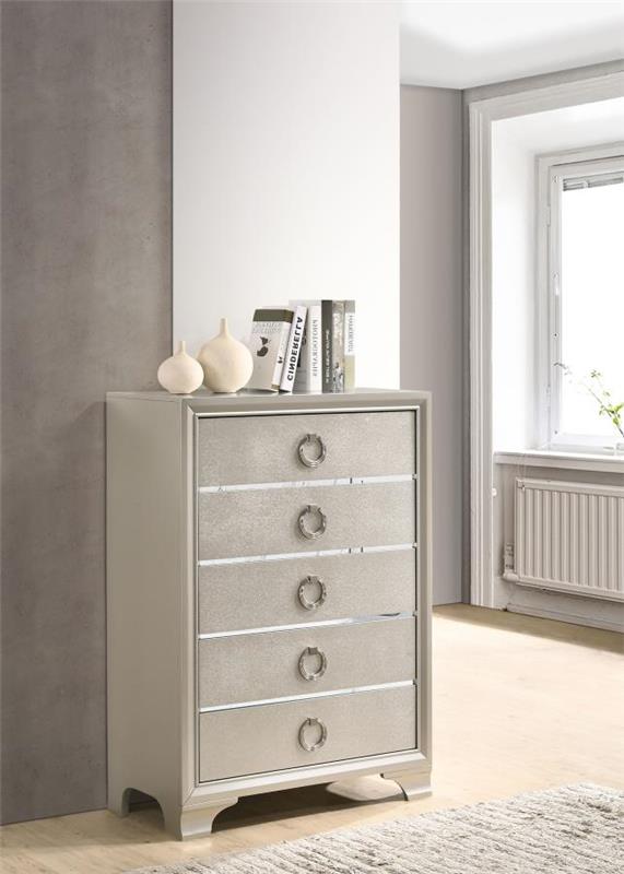 Salford 5-drawer Chest Metallic Sterling (222725)