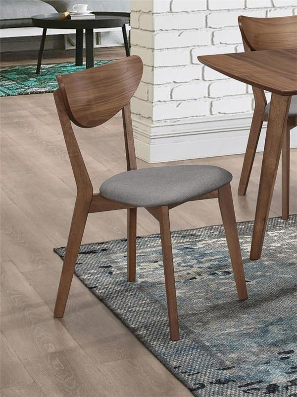 Alfredo Upholstered Dining Chairs Grey and Natural Walnut (Set of 2) (108082)