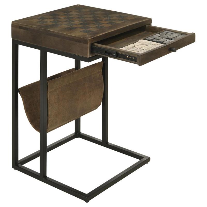 Chessie 1-drawer Square Side Table With Leatherette Sling Tobacco and Black (936135)