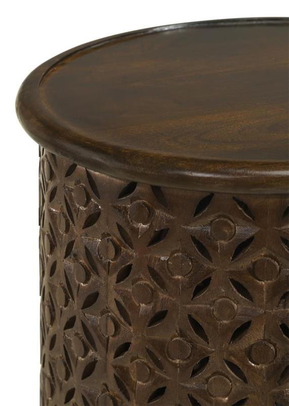 Krish 18-inch Round Accent Table Dark Brown (936143)