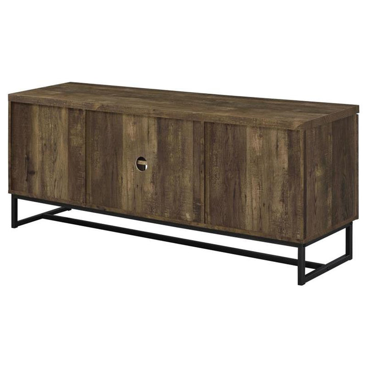 Myles 2-door TV Console with Adjustable Shelves Rustic Oak Herringbone (736052)