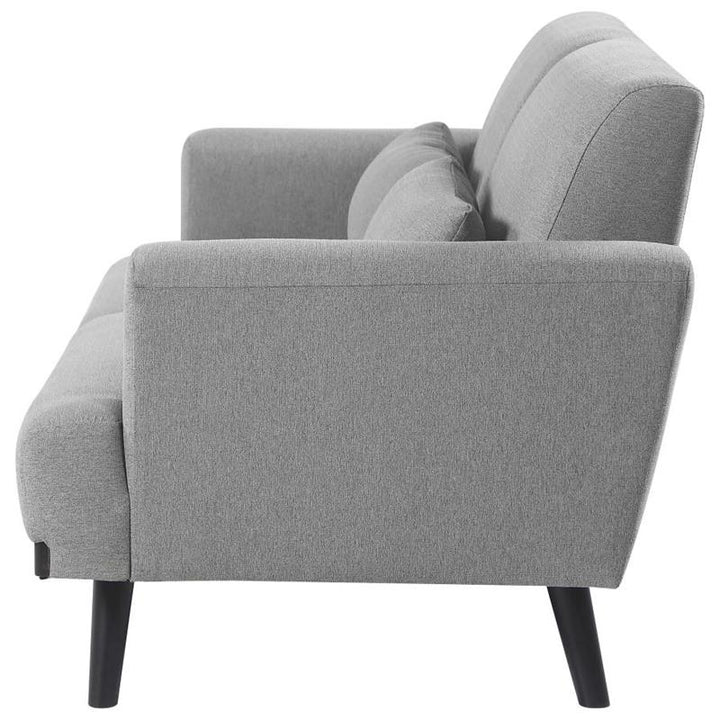 Blake Upholstered Loveseat with Track Arms Sharkskin and Dark Brown (511122)