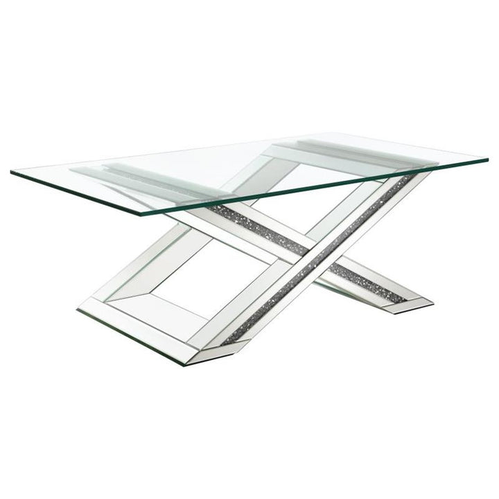 Bonnie X-base Rectangle Glass Top Coffee Table Mirror (707788)