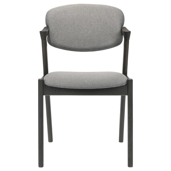 Stevie Upholstered Demi Arm Dining Side Chairs Brown Grey and Black (Set of 2) (115112)