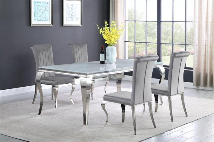 Carone 5-piece 81" Rectangular Dining Set Grey and Chrome (115081-S5G)