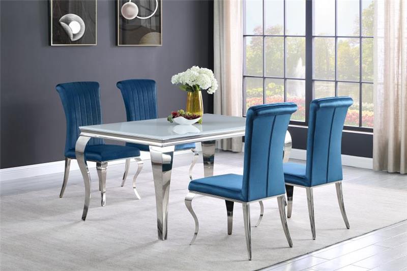 Betty Upholstered Side Chairs Teal and Chrome (Set of 4) (105076)