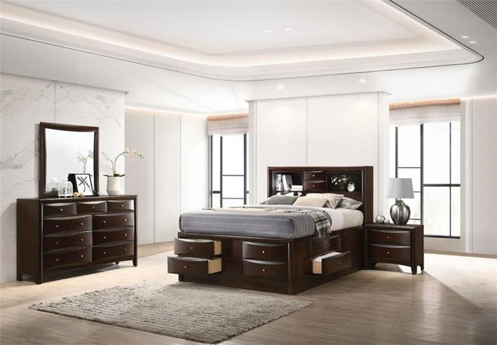 Phoenix Bedroom Set with Bookcase Headboard Deep Cappuccino (200409KW-S4)