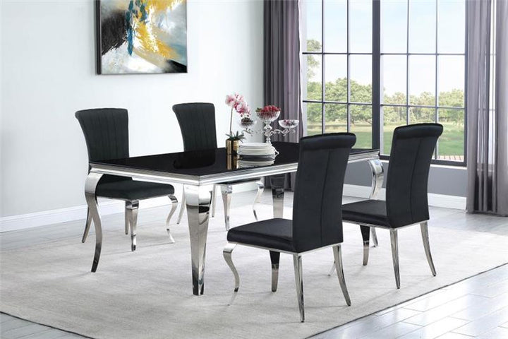 Carone 5-piece 81" Rectangular Dining Set Black and Chrome (115071-S5)