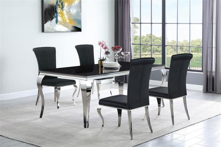 Carone Rectangular Glass Top Dining Table Black and Chrome (115071)