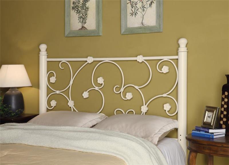 Chelsea Queen / Full Headboard with Floral Pattern White (300185QF)