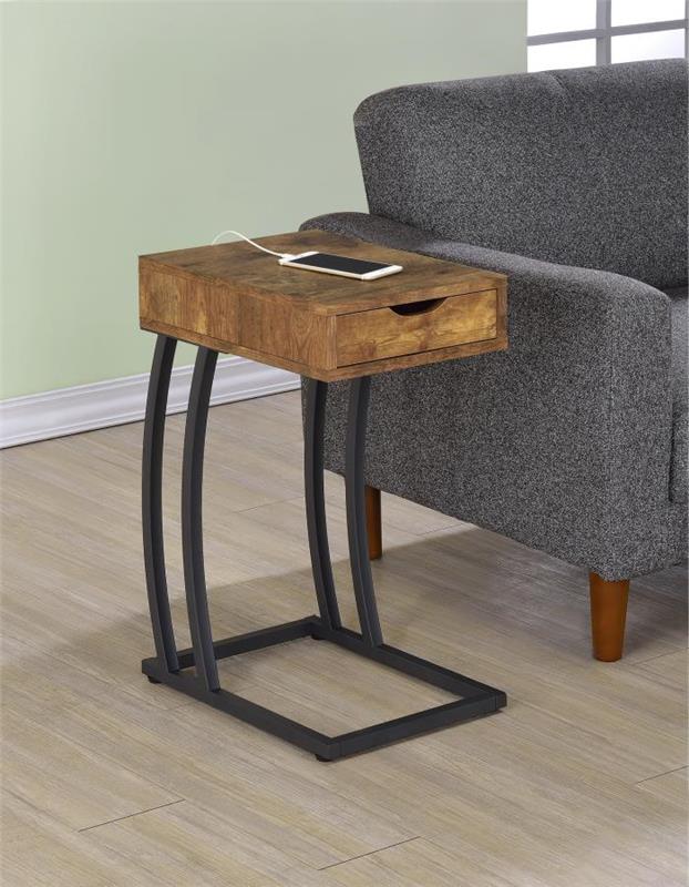 Troy Accent Table with Power Outlet Antique Nutmeg (900577)