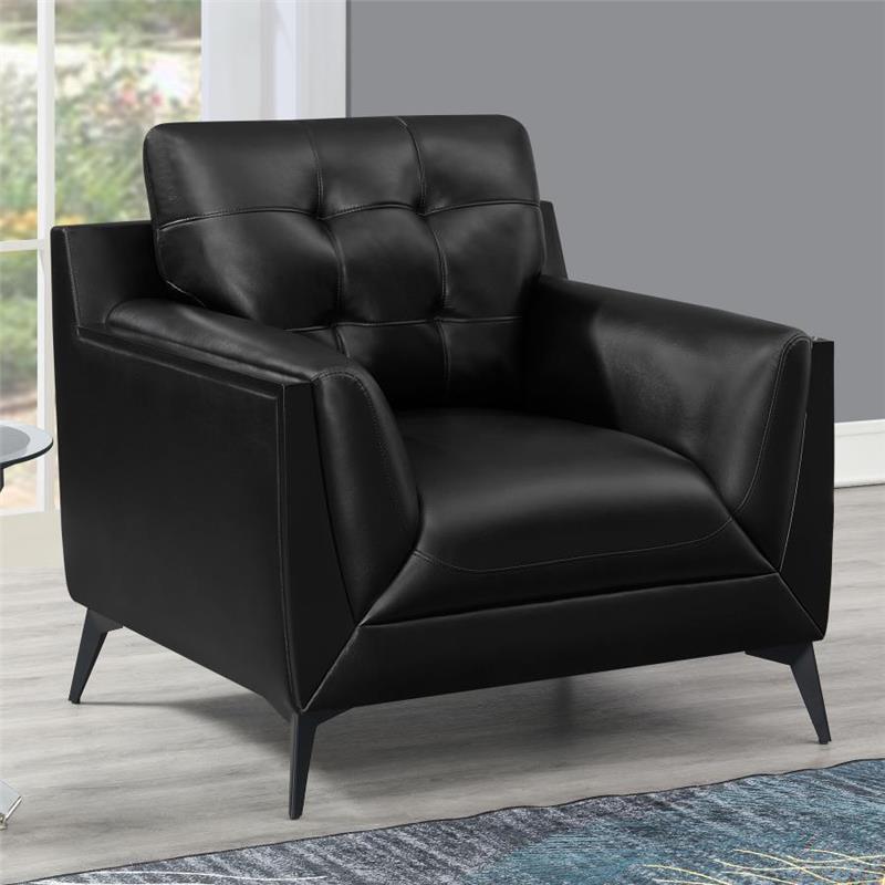 Moira Upholstered Tufted Chair with Track Arms Black (511133)