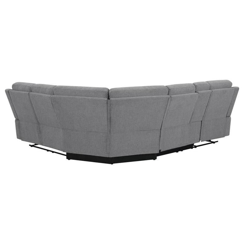 David 3-piece Upholstered Motion Sectional with Pillow Arms Smoke (609620)