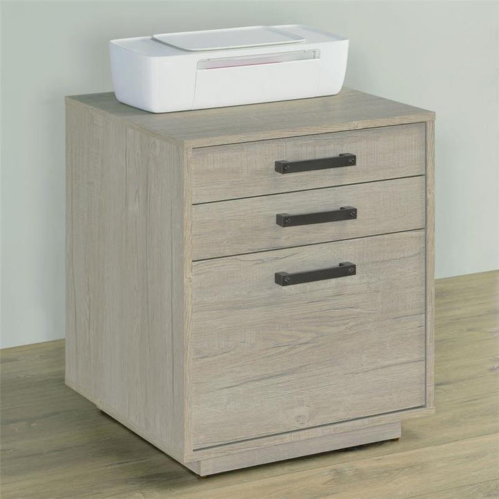 Loomis 3-drawer Square File Cabinet Whitewashed Grey (805882)