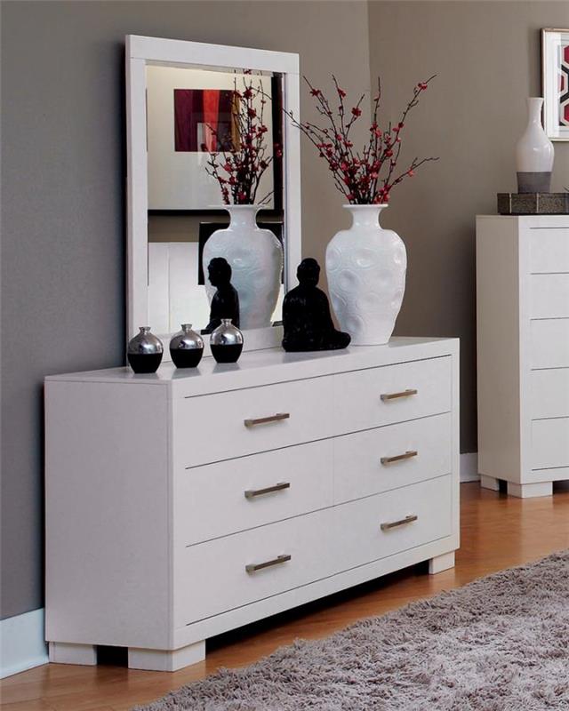 Jessica Rectangular Dresser Mirror White (202994)