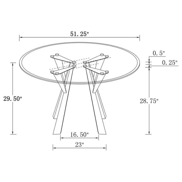 Alaia Round Glass Top Dining Table Clear and Chrome (190710)