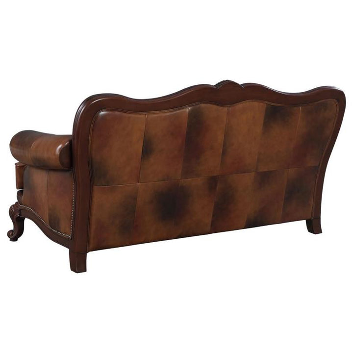 Victoria Upholstered Tufted Living Room Set Brown (500681-S3)