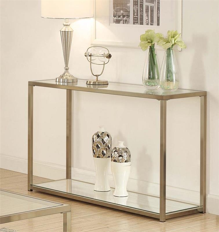 Cora Sofa Table with Mirror Shelf Chocolate Chrome (705239)