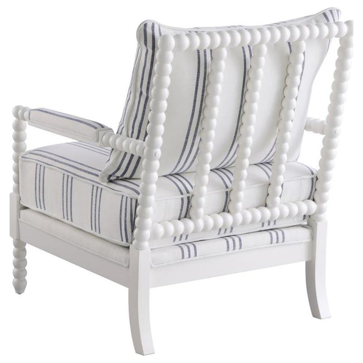 Blanchett Upholstered Accent Chair with Spindle Accent White and Navy (903835)