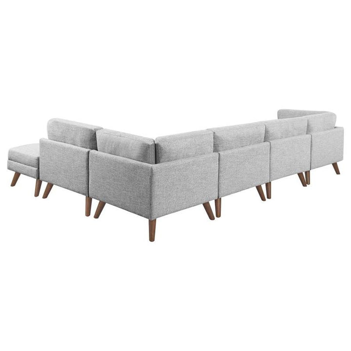 Churchill 6-piece Upholstered Modular Tufted Sectional Grey and Walnut (551301-SET)