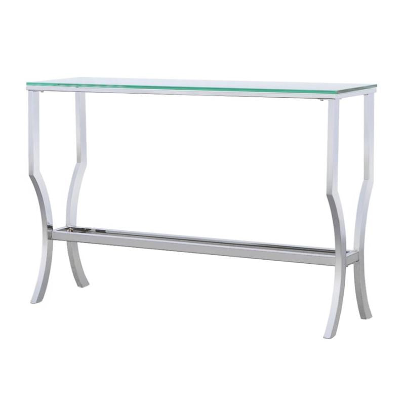 Saide Rectangular Sofa Table with Mirrored Shelf Chrome (720339)