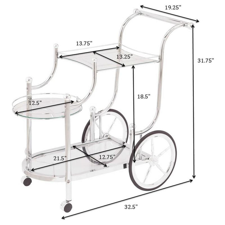 Sarandon 3-tier Serving Cart Chrome and Clear (910076)