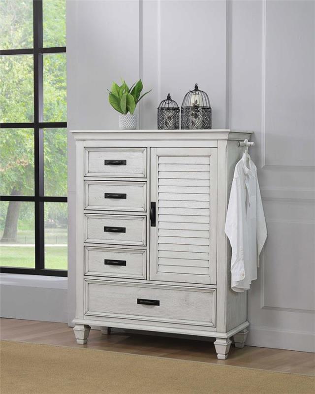 Franco 5-drawer Door Chest Antique White (205338)