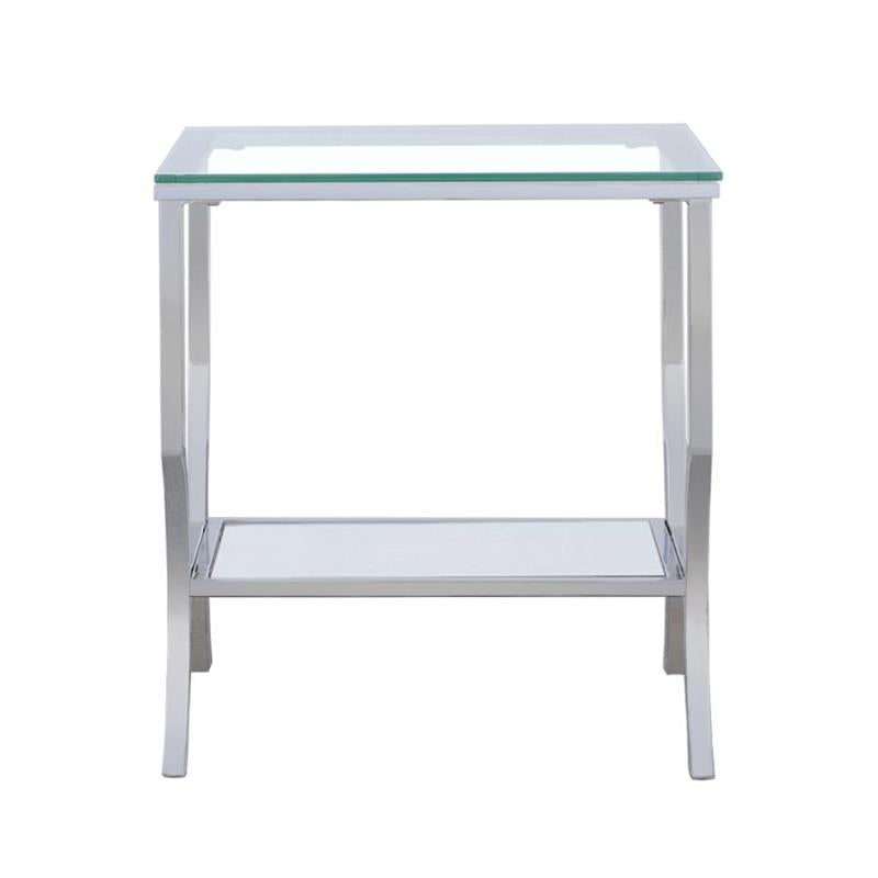 Saide Square End Table with Mirrored Shelf Chrome (720337)