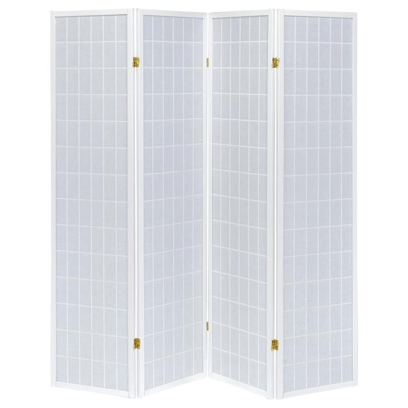 Roberto 4-panel Folding Screen White (902626)