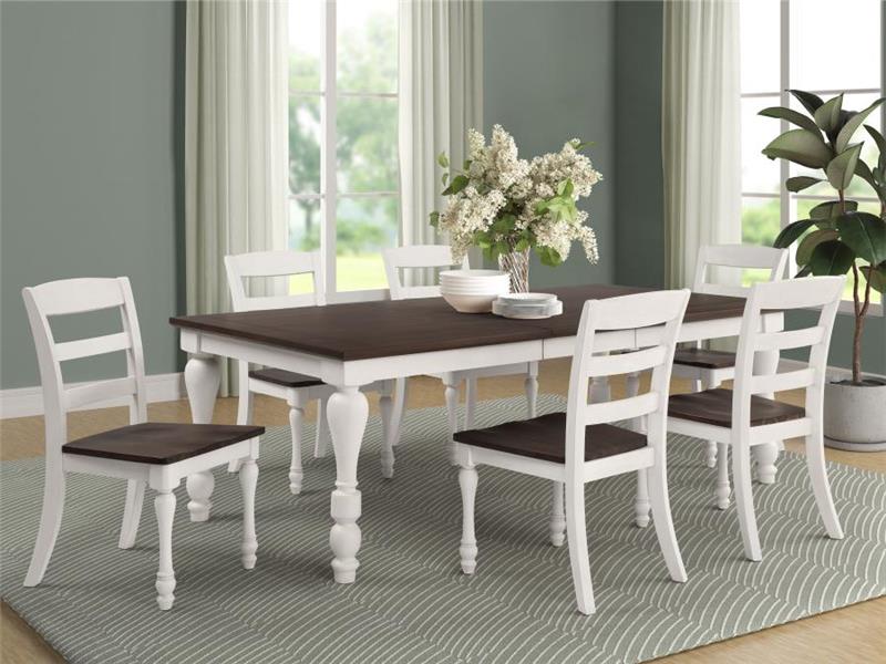 Madelyn Dining Table with Extension Leaf Dark Cocoa and Coastal White (110381)