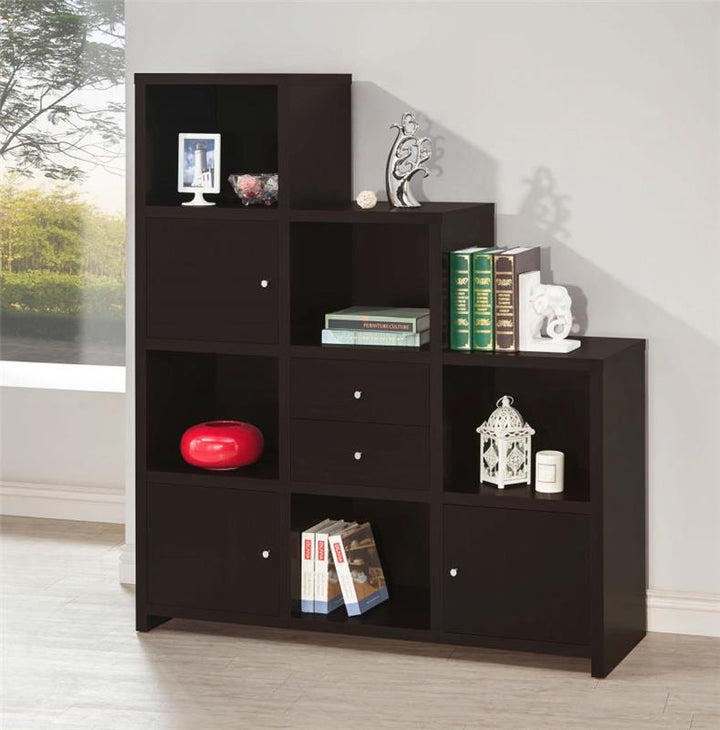 Spencer Bookcase with Cube Storage Compartments Cappuccino (801170)