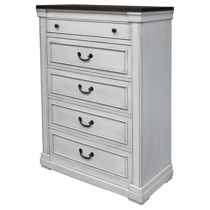 Hillcrest 5-drawer Chest Dark Rum and White (223355)