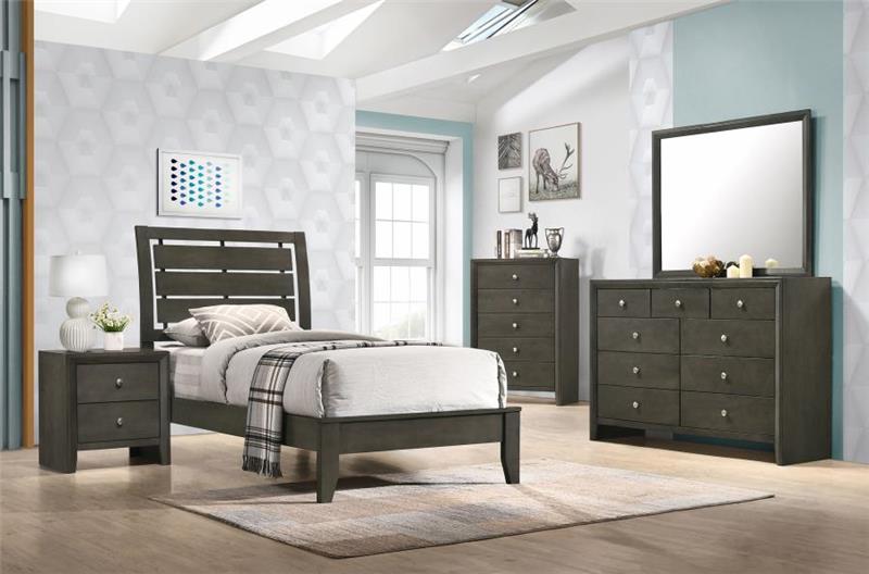 Serenity Twin Panel Bed Mod Grey (215841T)