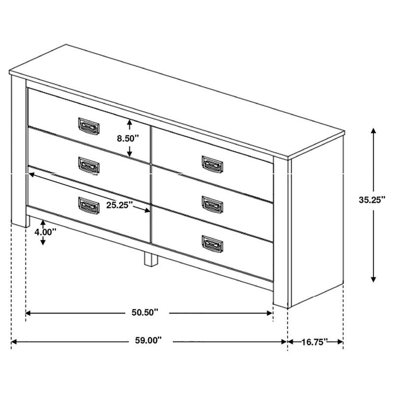 Frederick 6-drawer Dresser Weathered Oak (222963)